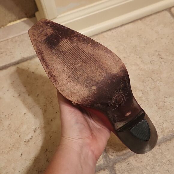 Charlie 1 Horse Red Embroidered Leather Heeled Mules Made in Brazil Size 7.5 - Picture 11 of 13